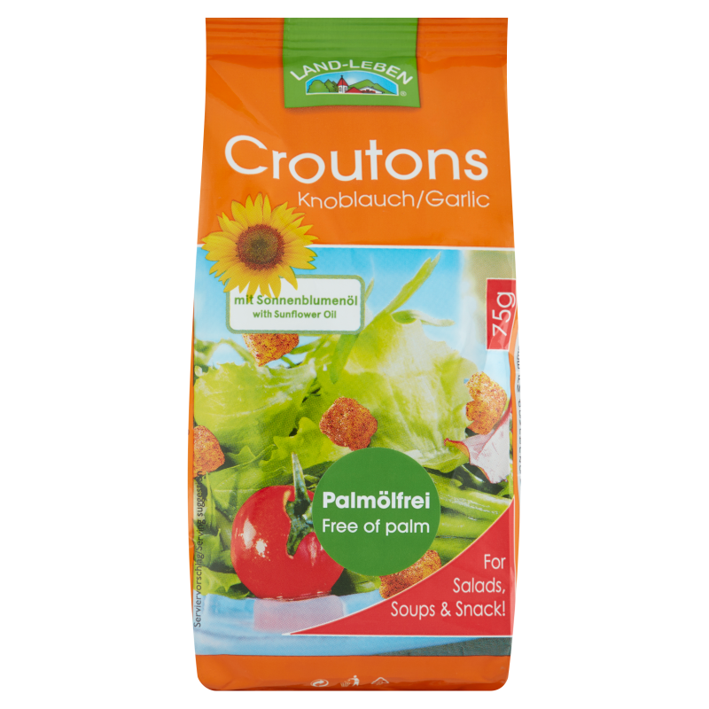 Land Leben Croutons pirított kenyérkocka 75 g fokhagymás tartós