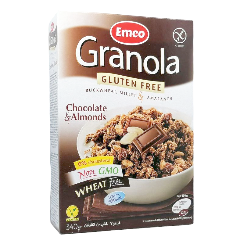 Emco Granola müzli csokoládéval és mandulával 340 g gluténmentes áruház » 1 949 Ft Emco