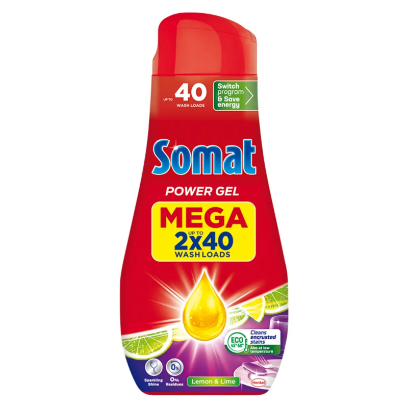 Somat All in 1 Power Gel gépi mosogatószer gél 2x720 ml lemon & lime ...